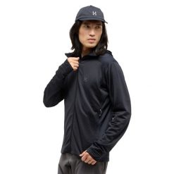 Kurtka z kapturem Haglöfs L.I.M Mid Multi II. Czarne kurtki męskie Haglöfs, l, bez wzorów, sportowe, z kapturem. Za 495.55 zł.