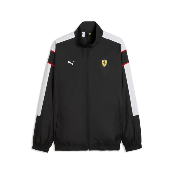 Kurtka dresowa Ferrari. Czarne kurtki męskie Puma, l, bez wzorów, z dresówki, eleganckie, bez kaptura. Za 411.50 zł.