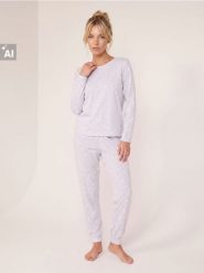 Piżama dwuczęsciowa z domieszką wiskozy i motywem kwiatowym - szary. Szare piżamy damskie Sinsay, l, bez wzorów, z wiskozy, bez ramiączek. Za 39.99 zł.