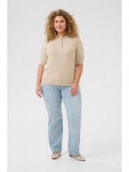 KAFFE curve Sweter w kolorze beżowym rozmiar: XL. Brązowe swetry klasyczne damskie KAFFE curve, xl, bez kołnierzyka. Za 60.99 zł.