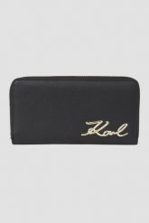 KARL LAGERFELD Czarny portfel K/signature. Czarne portfele damskie Karl Lagerfeld, bez wzorów. W wyprzedaży za 539.99 zł.
