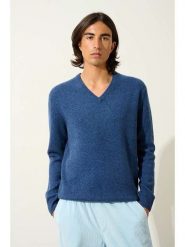 AUTHENTIC CASHMERE Kaszmirowy sweter "Victor" w kolorze niebieskim rozmiar: L. Niebieskie swetry męskie AUTHENTIC CASHMERE, na lato, l, bez wzorów, z kaszmiru, bez kołnierzyka. Za 565.99 zł.