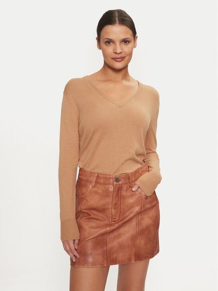 Gant Sweter 4803187 Beżowy Regular Fit. Brązowe swetry klasyczne damskie Gant, l, z bawełny, bez kołnierzyka. Za 269.99 zł.