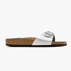 Birkenstock Madrid BS Klapki damskie. Szare klapki damskie Birkenstock, bez wzorów, bez obcasa. Za 299.99 zł.