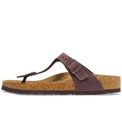 Sandały Birkenstock Gizeh Skóra Olejowana Dorosłych. Brązowe sandały męskie Birkenstock, z materiału, z otwartym noskiem, bez zapięcia. Za 529.15 zł.