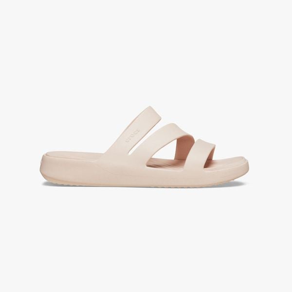 Klapki damskie do chodzenia Crocs GETAWAY STRAPPY. Brązowe klapki damskie Crocs, bez wzorów, bez obcasa. Za 169.00 zł.