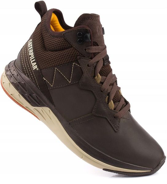 Męskie buty sportowe wysokie Caterpillar Cityrogue Mid P110522. Brązowe buty trekkingowe męskie CATerpillar, na zimę, z gumy, bez zapięcia, trekkingowe. Za 329.00 zł.