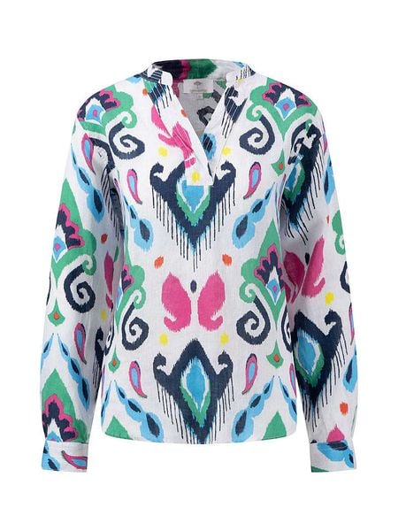 FYNCH-HATTON Lniana bluzka w kolorze białym ze wzorem rozmiar: 38. Białe bluzki damskie Fynch-Hatton, bez wzorów, ze lnu, bez kołnierzyka, bez ramiączek. Za 126.99 zł.