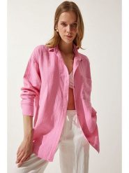 Happiness Istanbul Bluzka w kolorze jasnoróżowym rozmiar: 40. Różowe bluzki damskie Happiness Istanbul, bez wzorów, z bawełny, bez kołnierzyka, bez ramiączek. Za 86.99 zł.