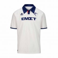 Koszulka wyjazdowa Athens Kallithea FC 2024/25. Białe t-shirty sportowe męskie Kappa, bez ramiączek, do piłki nożnej. W wyprzedaży za 333.50 zł.