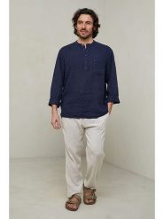 Lin Passion Koszula w kolorze granatowym rozmiar: 40/42. Niebieskie koszule męskie Lin Passion, bez wzorów, z bawełny, bez kołnierzyka, bez ramiączek. Za 113.99 zł.