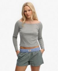 Superdry Długi Top Athletic Essentials z Koronką – GREY MARL. Szare topy sportowe damskie Superdry., uniwersalny, z aplikacjami, z bawełny, bez ramiączek. Za 180.70 zł.