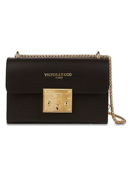 Victor & Hugo Paris Skórzana torebka "Atom" w kolorze czarnym - 23 x 15,5 x 6,5 cm rozmiar: onesize. Czarne torebki klasyczne damskie Victor & Hugo Paris, bez wzorów, z materiału, bez dodatków. Za 282.80 zł.