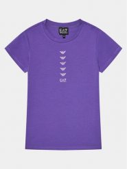 EA7 Emporio Armani T-Shirt 3DFT05 FJ2HZ 1304 Fioletowy Regular Fit. Fioletowe koszulki dziewczęce EA7 Emporio Armani, bez wzorów, z bawełny, bez ramiączek. Za 199.99 zł.