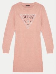 Guess Sukienka dzianinowa J4BK11 Z3K20 Różowy Regular Fit. Czerwone sukienki dziewczęce Guess, z aplikacjami, z dzianiny, bez ramiączek. Za 239.99 zł.