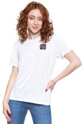 LEE RELAXED FIT TEE DAMSKI T-SHIRT KOSZULKA LOGO BRIGHT WHITE L40CBWLJ 112108494. Białe bluzki damskie Lee, l, bez wzorów, bez ramiączek. Za 59.99 zł.