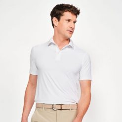 Koszulka polo do golfa z krótkim rękawem męska Inesis WW900. Białe koszulki polo męskie INESIS, m, bez wzorów, z dżerseju, bez ramiączek. Za 99.99 zł.
