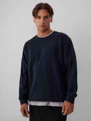 4F Bluza dresowa regular bez kaptura męska - granatowa S. Niebieskie bluzy z kapturem męskie 4f, m, z bawełny. Za 159.99 zł.