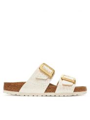 Birkenstock Klapki Sydney Cushion Buckle 1030258 Écru. Klapki damskie Birkenstock, bez wzorów, ze skóry, bez obcasa. Za 429.99 zł.