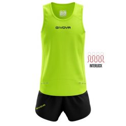 Zestaw do biegania Givova Kit New York Fluo Żółto-czarny Żółty. Czarne szorty męskie Givova, na lato, bez wzorów, z dzianiny, sportowe. Za 97.72 zł.