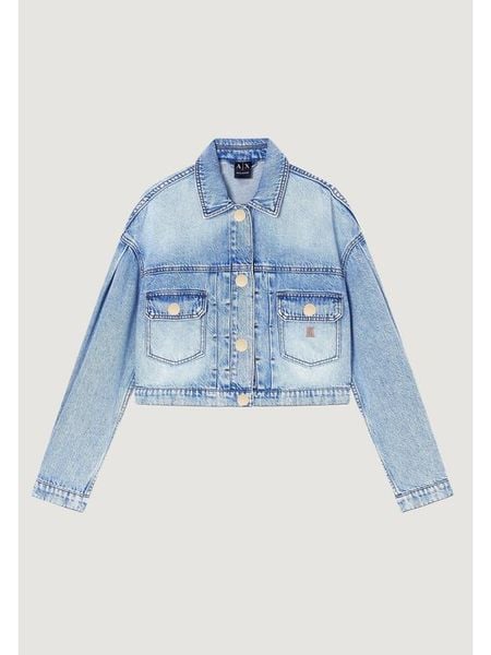 Armani Exchange Kurtka jeansowa XW002260 AF21338 MB001 Niebieski Regular Fit. Niebieskie kurtki damskie Armani Exchange, xl, bez wzorów, z bawełny, bez kaptura. Za 959.99 zł.