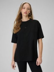 4F T-shirt loose gładki damski - czarny XS. Czarne t-shirty damskie 4f, xs, bez wzorów, z bawełny, bez kołnierzyka. Za 59.99 zł.