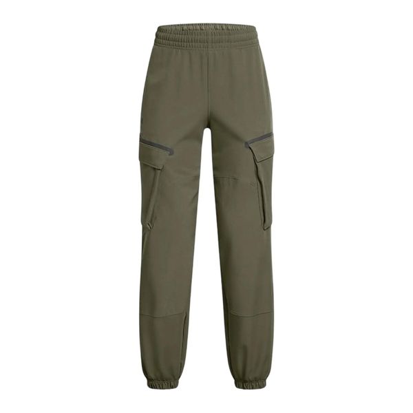 Spodnie cargo damskie Under Armour Unstoppable. Czarne spodnie materiałowe damskie Under Armour, bez wzorów, z dżerseju. Za 377.38 zł.