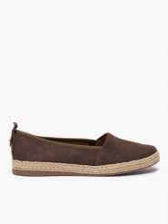 Ciemnobrązowe espadryle ze skóry welurowej. Brązowe espadryle damskie Ryłko, bez wzorów, z gumy, bez obcasa, na obcasie. Za 379.99 zł.