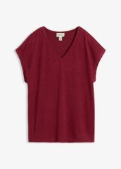 Koszulka oversize w optyce dzianiny. Brązowe bluzki damskie bonprix, bez wzorów, z dzianiny, bez kołnierzyka, bez ramiączek. Za 94.99 zł.