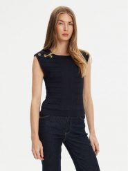 Guess Bluzka W5YR12 Z0130 Granatowy Regular Fit. Niebieskie bluzki damskie Guess, l, z aplikacjami, z syntetyku, bez ramiączek. Za 279.99 zł.
