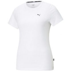 Koszulka treningowa damska Puma ESS Small Logo Tee. Białe bluzki sportowe damskie Puma, s, bez kołnierzyka, bez ramiączek. Za 186.00 zł.