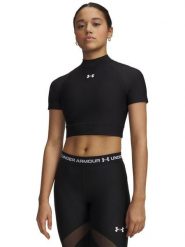 Under Armour Koszulka sportowa "HeatGear" w kolorze czarnym rozmiar: M. Czarne bluzki sportowe damskie Under Armour, m, z materiału, bez kołnierzyka, bez ramiączek. Za 85.45 zł.