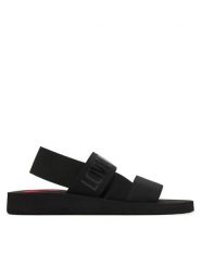 LOVE MOSCHINO Sandały JA16033G0OJN7000 Czarny. Czarne sandały damskie Love Moschino, bez wzorów, z materiału, bez obcasa, na płaskiej podeszwie. Za 519.99 zł.