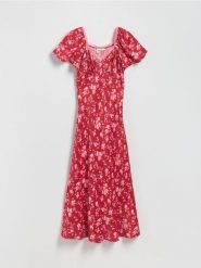 Wzorzysta sukienka z wiskozy - wielobarwny. Sukienki damskie Reserved, l, bez wzorów, z wiskozy, bez kołnierzyka, bez ramiączek. Za 239.99 zł.