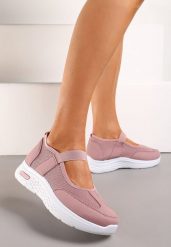 Różowe Tenisówki na Płaskiej Podeszwie z Perforacją i Elastyczną Wstawką Xolema. Czerwone trampki i tenisówki damskie Renee, bez wzorów. Za 54.99 zł.