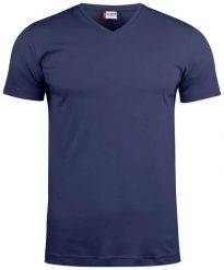 Clique Basic-T V-neck T-shirt z dekoltem w serek, dopasowany krój. Niebieskie t-shirty męskie CLIQUE, m, bez wzorów, z bawełny, bez kołnierzyka. Za 84.44 zł.