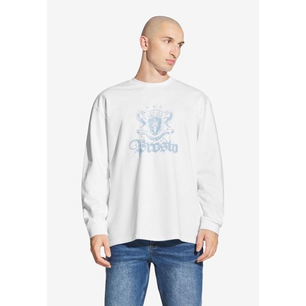 Koszulka sportowa męska Prosto Crest z długim rękawem. Białe t-shirty sportowe męskie Prosto., m, bez ramiączek. W wyprzedaży za 89.99 zł.