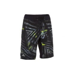 Spodenki surfing długie SBS 500 Jungle męskie. Czarne szorty męskie OLAIAN, z materiału, bez kołnierzyka. Za 79.99 zł.