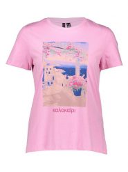 Vero Moda Koszulka w kolorze jasnoróżowym rozmiar: XL. Różowe bluzki damskie Vero Moda, xl, bez wzorów, z bawełny, bez kołnierzyka. Za 43.99 zł.