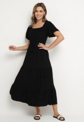 Czarna Sukienka z Wiskozą Lnem i Elastyczną Górą Ellisena. Czarne sukienki damskie Born2be, na co dzień, m, bez wzorów, z wiskozy, eleganckie, bez kołnierzyka, bez ramiączek, midi, proste. W wyprzedaży za 111.99 zł.