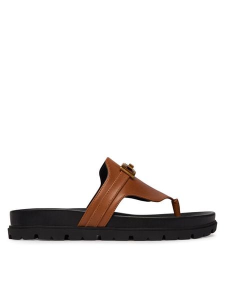 Guess Japonki FLJFRR LEA03 Brązowy jasny. Brązowe klapki damskie Guess, z aplikacjami, ze skóry, bez obcasa. Za 549.99 zł.