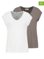 Sublevel Koszulki (2 szt.) w kolorze szarobrązowo-białym rozmiar: S. Białe t-shirty damskie Sublevel, s, bez wzorów, z bawełny, bez kołnierzyka. Za 92.21 zł.