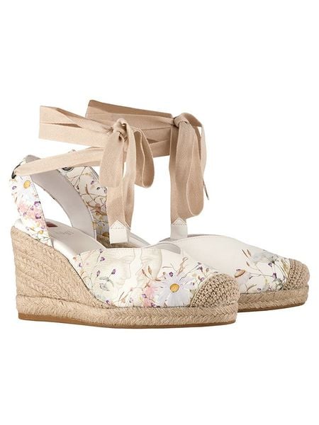 Högl Skórzane espadryle w kolorze kremowo-beżowym ze wzorem rozmiar: 38. Brązowe espadryle damskie HÖGL, bez wzorów, bez obcasa, na koturnie. Za 302.35 zł.