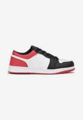 Biało-Czerwone Sznurowane Buty Sportowe Przed Kostkę z Perforacją Reemtirs. Białe buty sportowe na co dzień męskie Born2be, bez zapięcia. Za 109.99 zł.