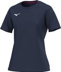Koszulka damska Mizuno Team. Niebieskie bluzki sportowe damskie Mizuno, l, z materiału, bez kołnierzyka, bez ramiączek. Za 128.00 zł.
