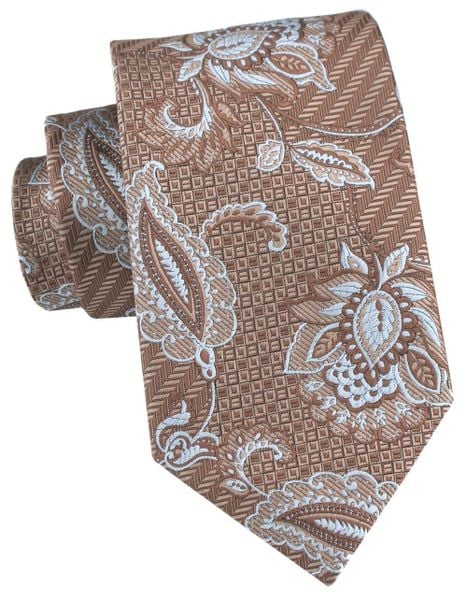 Elegancki Krawat Chattier - Jasny Brąz w Kwiaty. Krawaty i muchy męskie Chattier, bez wzorów, z tkaniny, eleganckie. Za 55.00 zł.