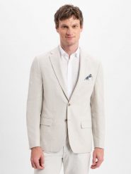 Nils Sundström Kurtka z zawartością lnu Mężczyźni Modern Fit len beżowy, 58. Brązowe kurtki męskie Nils Sundström, m, bez wzorów, ze lnu, eleganckie, bez kaptura. Za 399.95 zł.