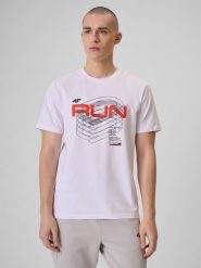 4F T-shirt regular z nadrukiem męski - biały M. Białe t-shirty męskie 4f, m, bez wzorów, z bawełny, bez kołnierzyka. Za 79.99 zł.