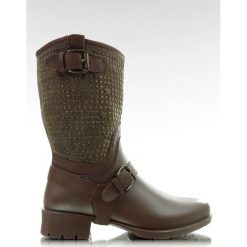 Brązowe Kalosze z ćwiekami BL8-18 Khaki. Brązowe kalosze damskie ButyModne, bez wzorów. W wyprzedaży za 69.00 zł.