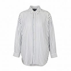 Scotch & Soda koszula męska long fit oversize paski bawełna biała. Białe koszule męskie COACH SOAK, m, bez wzorów, z bawełny, bez kołnierzyka, bez ramiączek. Za 284.99 zł.
